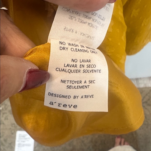 Daisy Double A'reve pea coat in yellow with lace details. Size lLarge - Picture 6 of 7